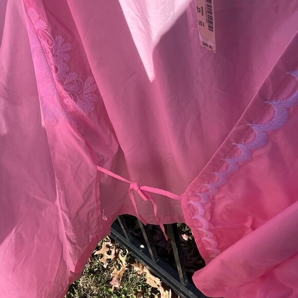 Madewell Pink Wrap Blouse with White Embroidery - Picture 10 of 12